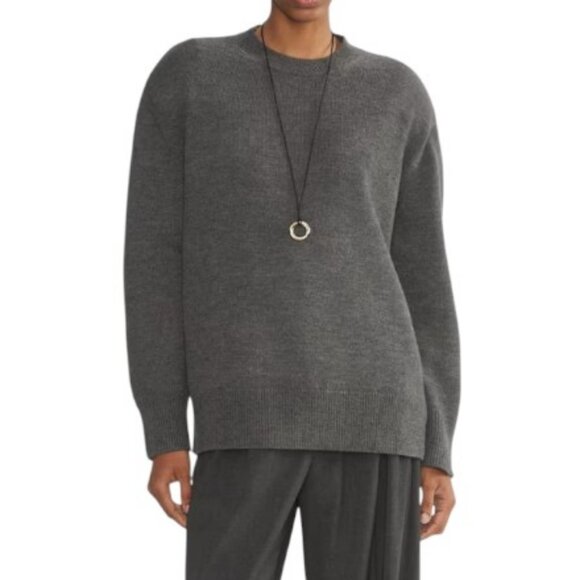 Babaton grey merino wool crew neck sweater size L - Picture 1 of 5